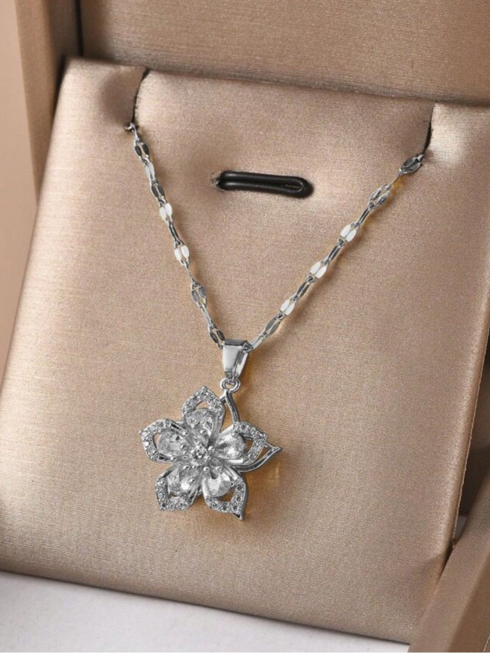 SPINNING Silver Floral Crystal Pendant Necklace - Women's Jewelry
